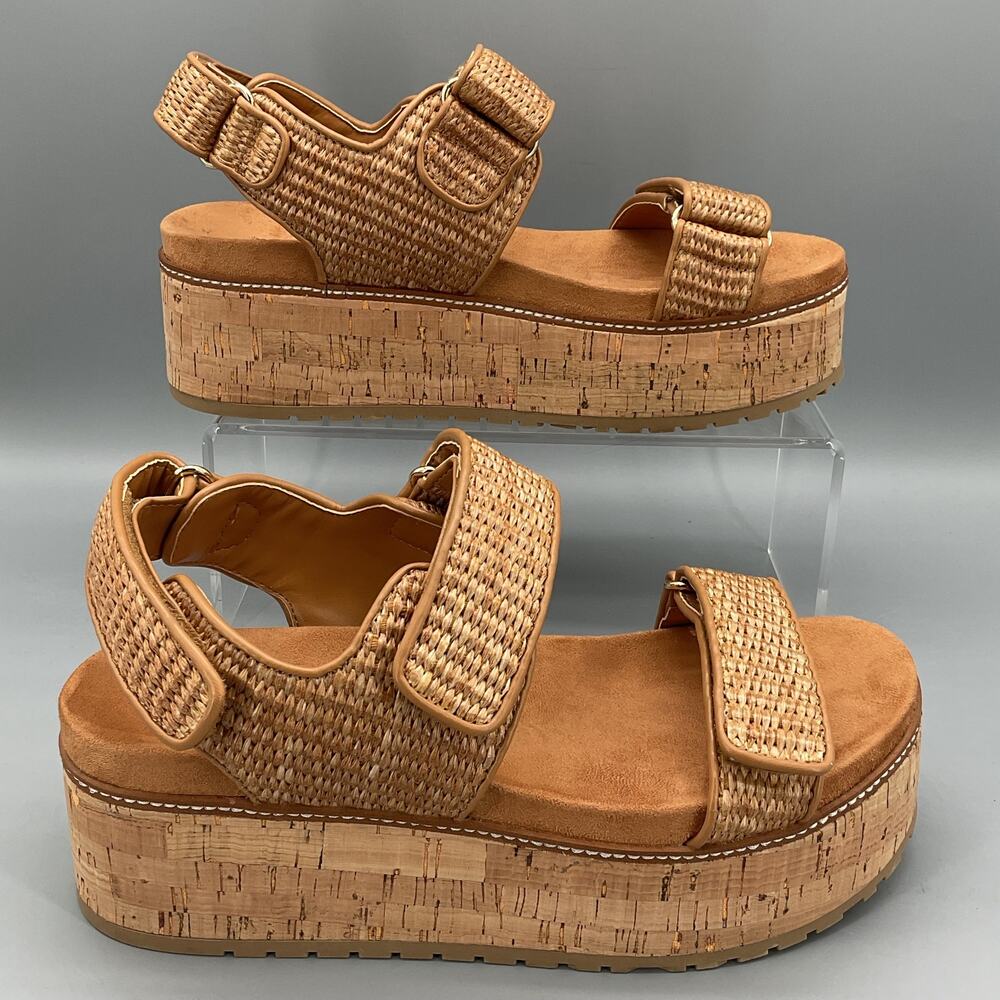 NEW Nine West Women’s Heavin Woven Platform Wedge Sandals Brown Size 9M